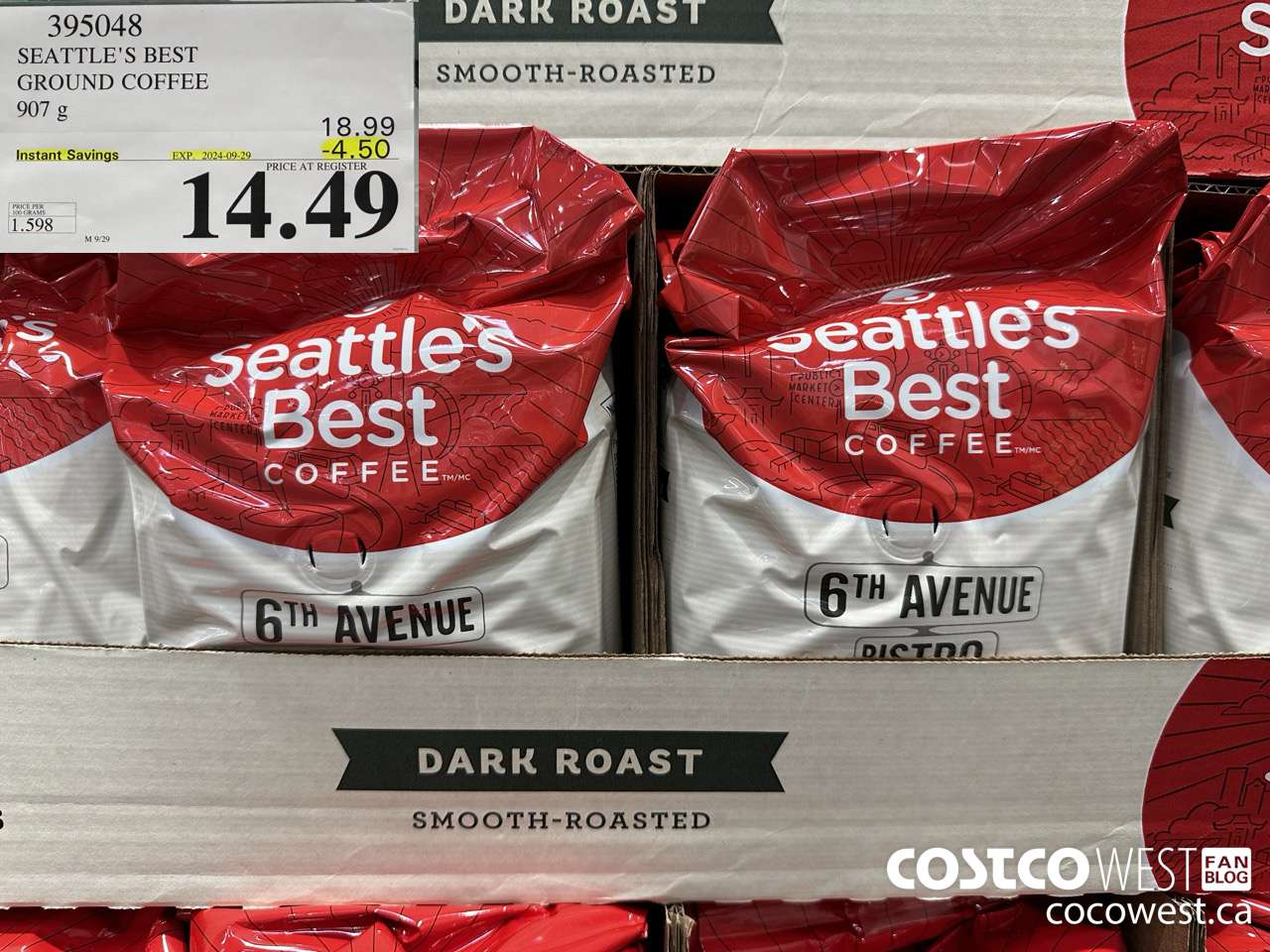 395048 SEATTLE'S BEST GROUND COFFEE 907 G ($4.50 INSTANT SAVINGS EXPIRES ON 2024-09-29) $14.49