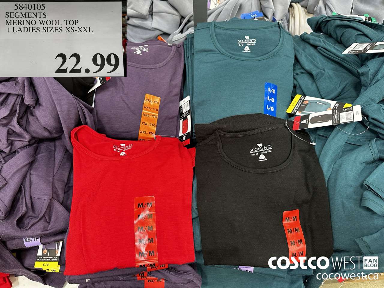 5840105 SEGMENTS MERINO WOOL TOP LADIES SIZES XS-XXL $22.99