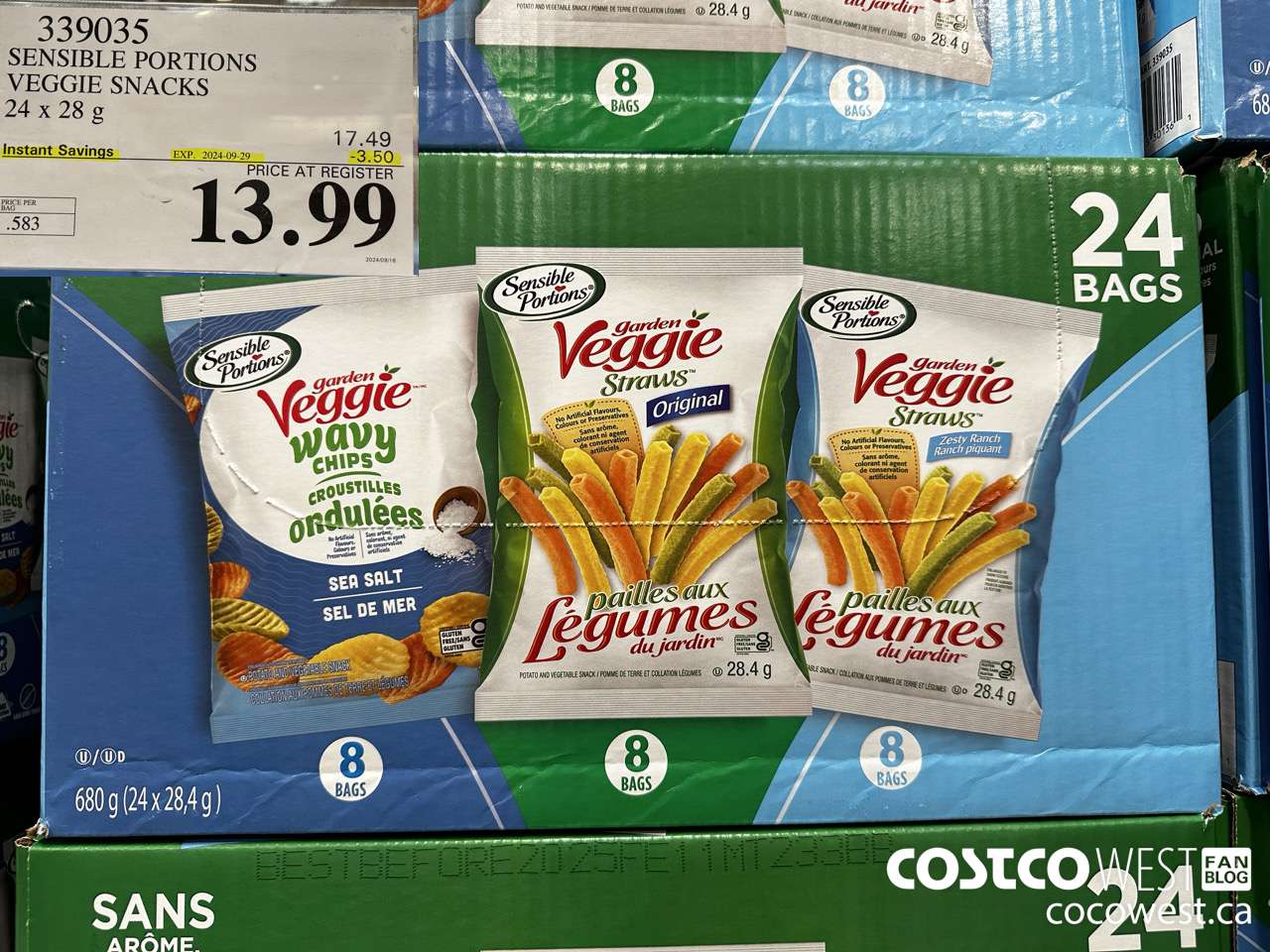 339035 SENSIBLE PORTIONS VEGGIE SNACKS 24 x 28 g ($3.50 INSTANT SAVINGS EXPIRES ON 2024-09-29) $13.99