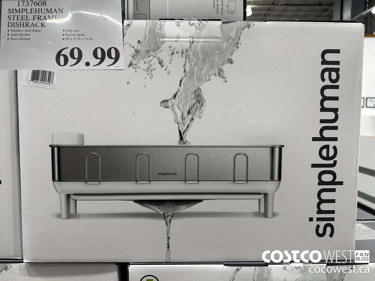 1737608 SIMPLEHUMAN STAINLESS STEEL FRAME DISHRACK $69.99