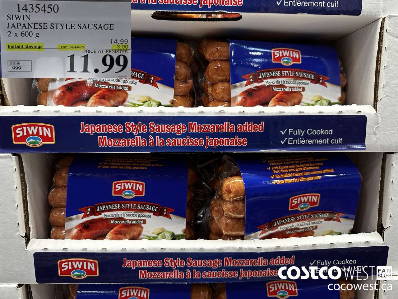 1435450 SIWIN JAPANESE STYLE SAUSAGE 2 x 600 g ($3.00 INSTANT SAVINGS EXPIRES ON 2024-09-29) $11.99