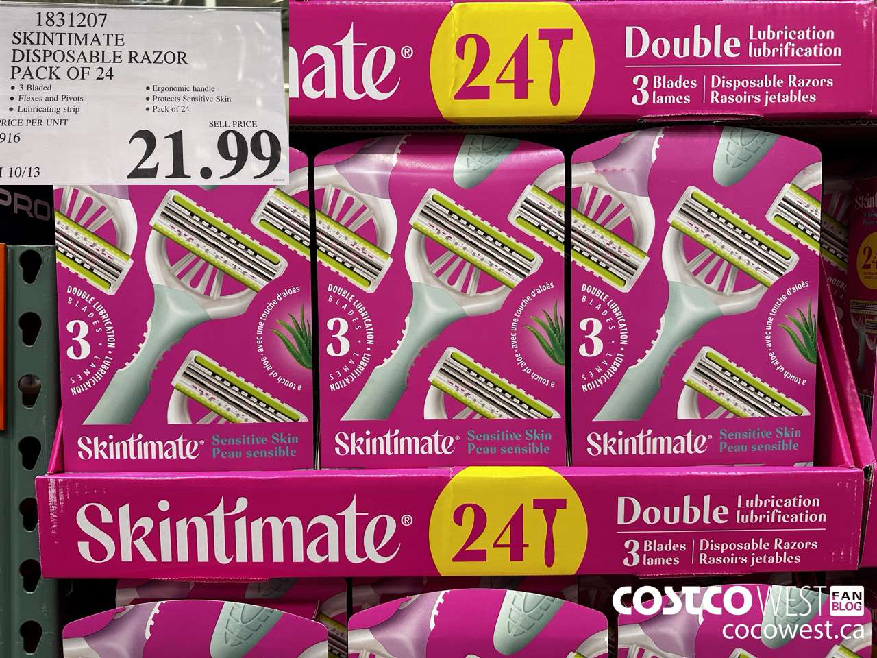 1831207 SKINTIMATE DISPOSABLE RAZOR PACK OF 24 $21.99