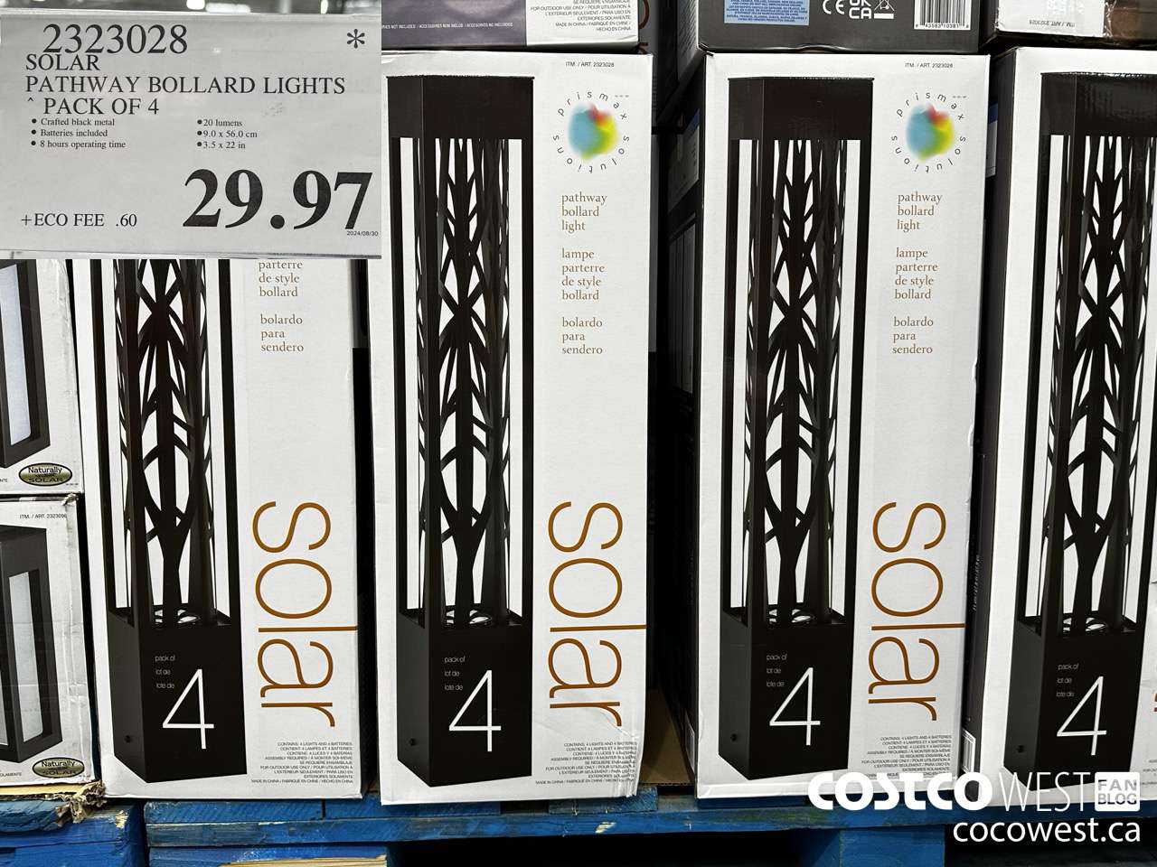 2323028 SOLAR PATHWAY BOLLARD LIGHTS PACK OF 4 $29.97