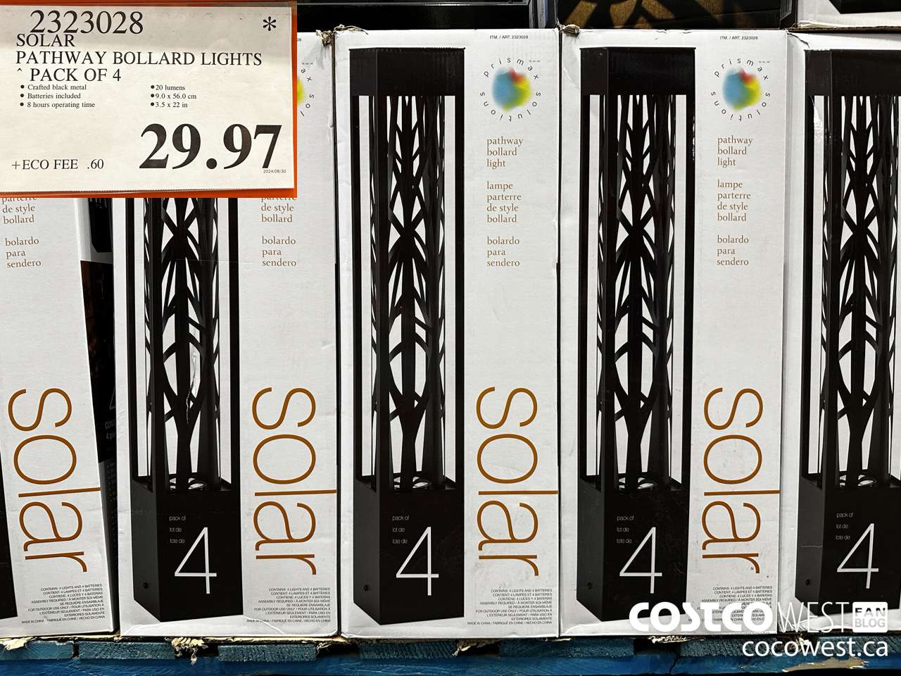 2323028 SOLAR PATHWAY BOLLARD LIGHTS PACK OF 4 $29.97