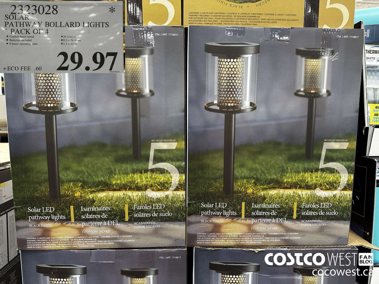 2323028 SOLAR PATHWAY BOLLARD LIGHTS PACK OF 4 $29.97