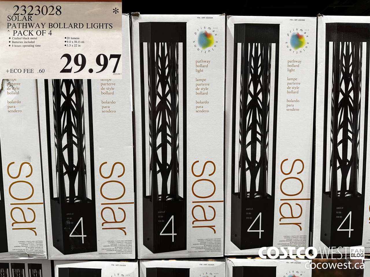 2323028 SOLAR PATHWAY BOLLARD LIGHTS PACK OF 4 $29.97