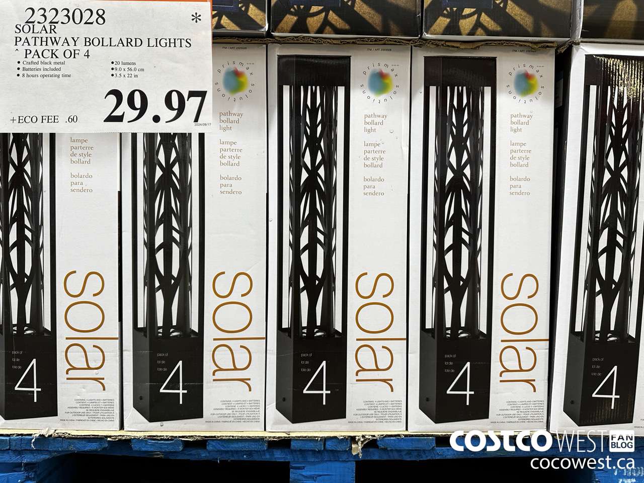 2323028 SOLAR PATHWAY BOLLARD LIGHTS PACK OF 4 $29.97