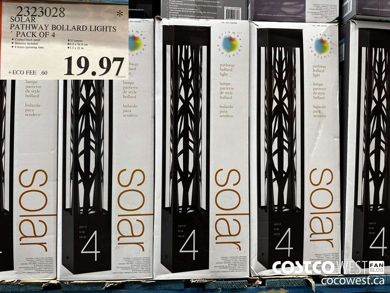 2323028 SOLAR PATHWAY BOLLARD LIGHTS PACK OF 4 $19.97