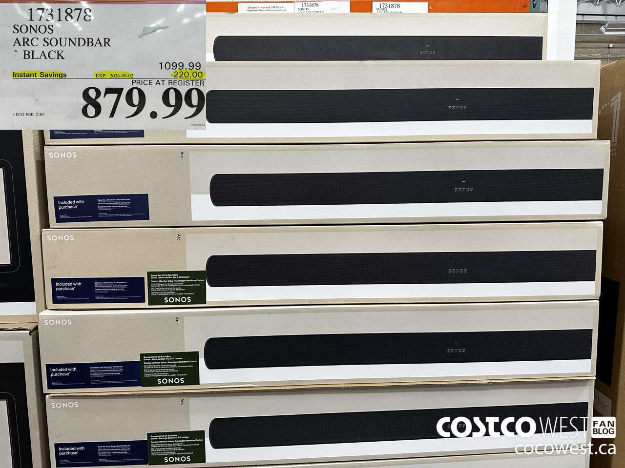 1731878 SONOS ARC SOUNDBAR W/DOLBY ATMOS ($220.00 INSTANT SAVINGS EXPIRES ON 2024-09-02) $879.99