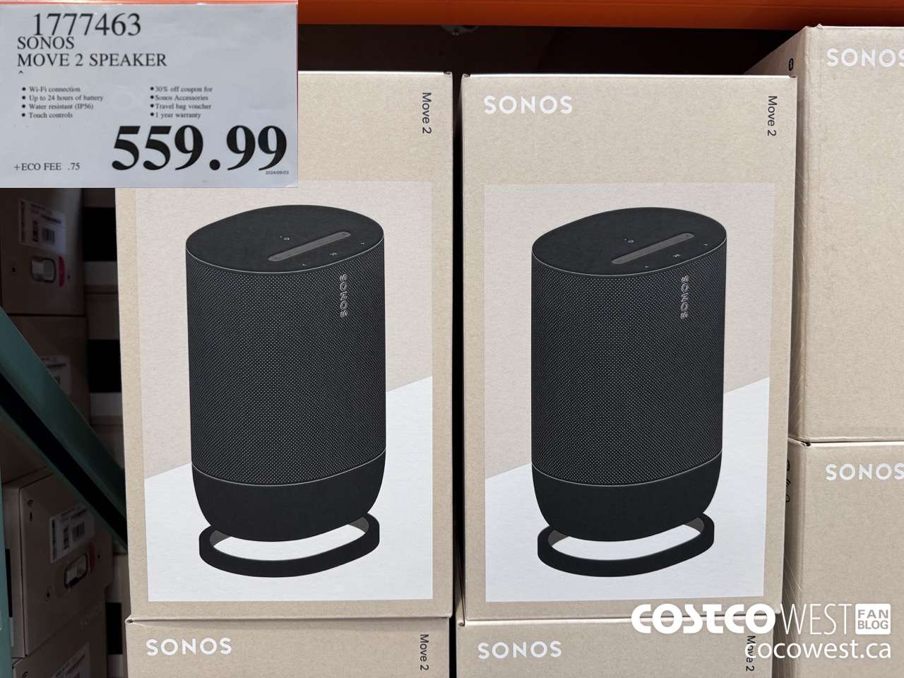 1777463 SONOS MOVE 2 SPEAKER $559.99