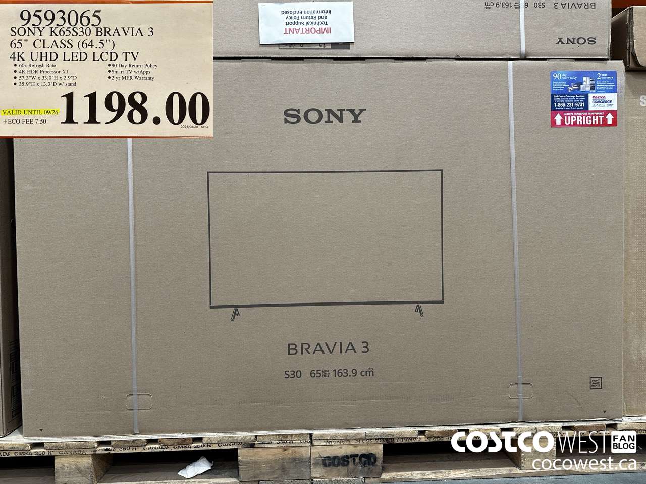 9593065 SONY K65S30 BRAVIA 3 65