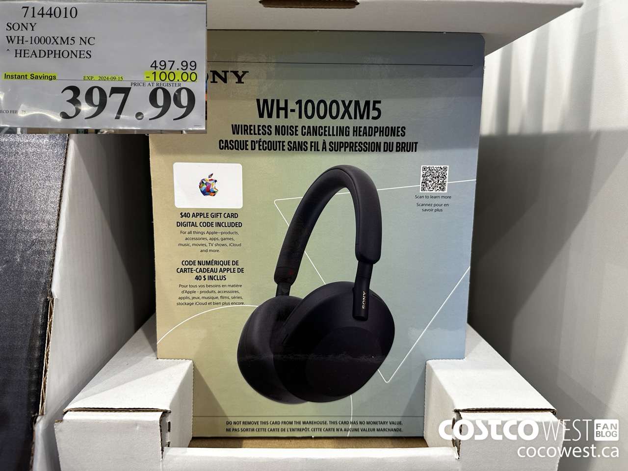 7144010 SONY WH-1000XM5 NC HEADPHONES ($100.00 INSTANT SAVINGS EXPIRES ON 2024-09-15) $397.99