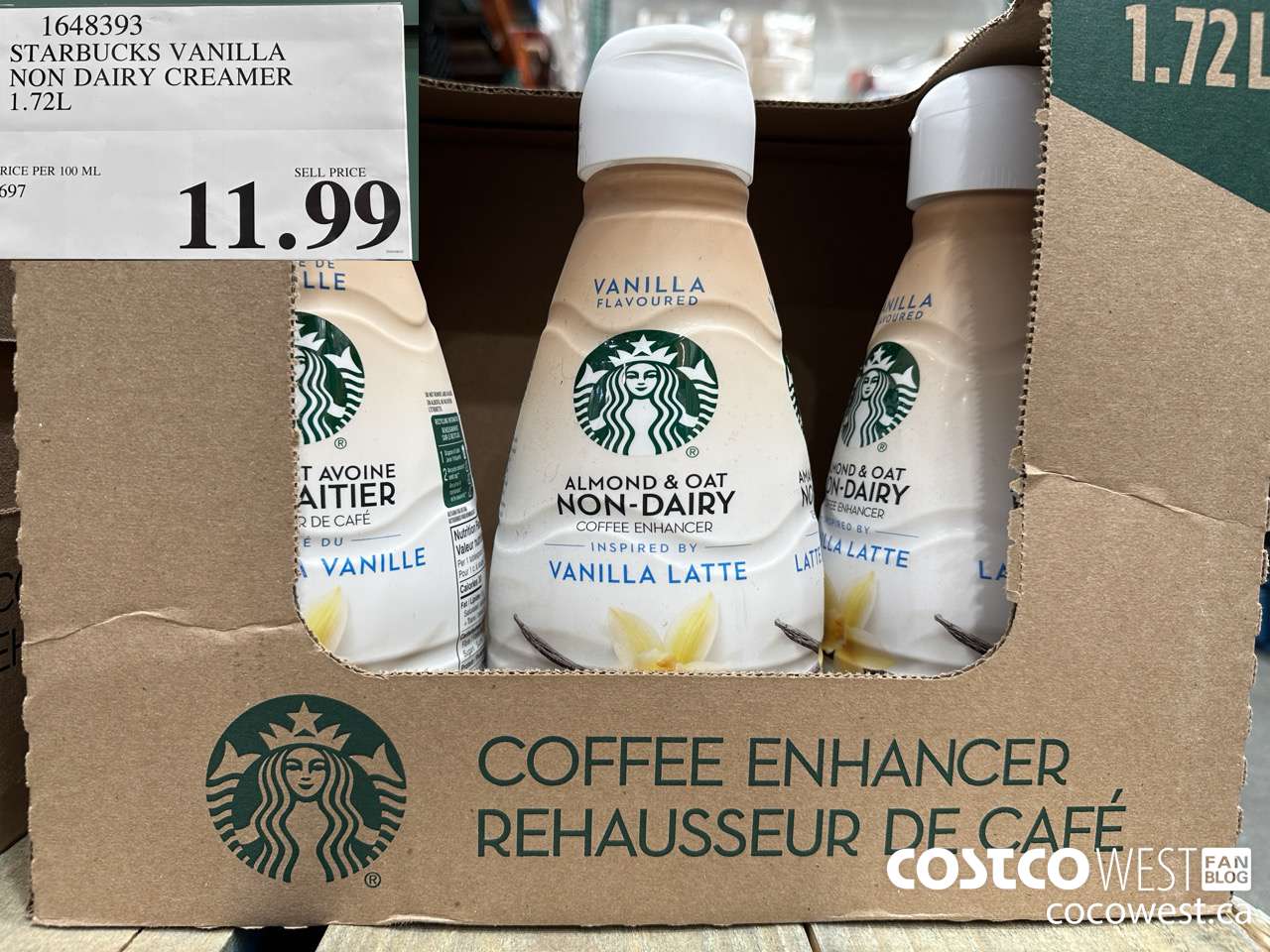 1648393 STARBUCKS VANILLA NON DAIRY CREAMER 1.72L $11.99