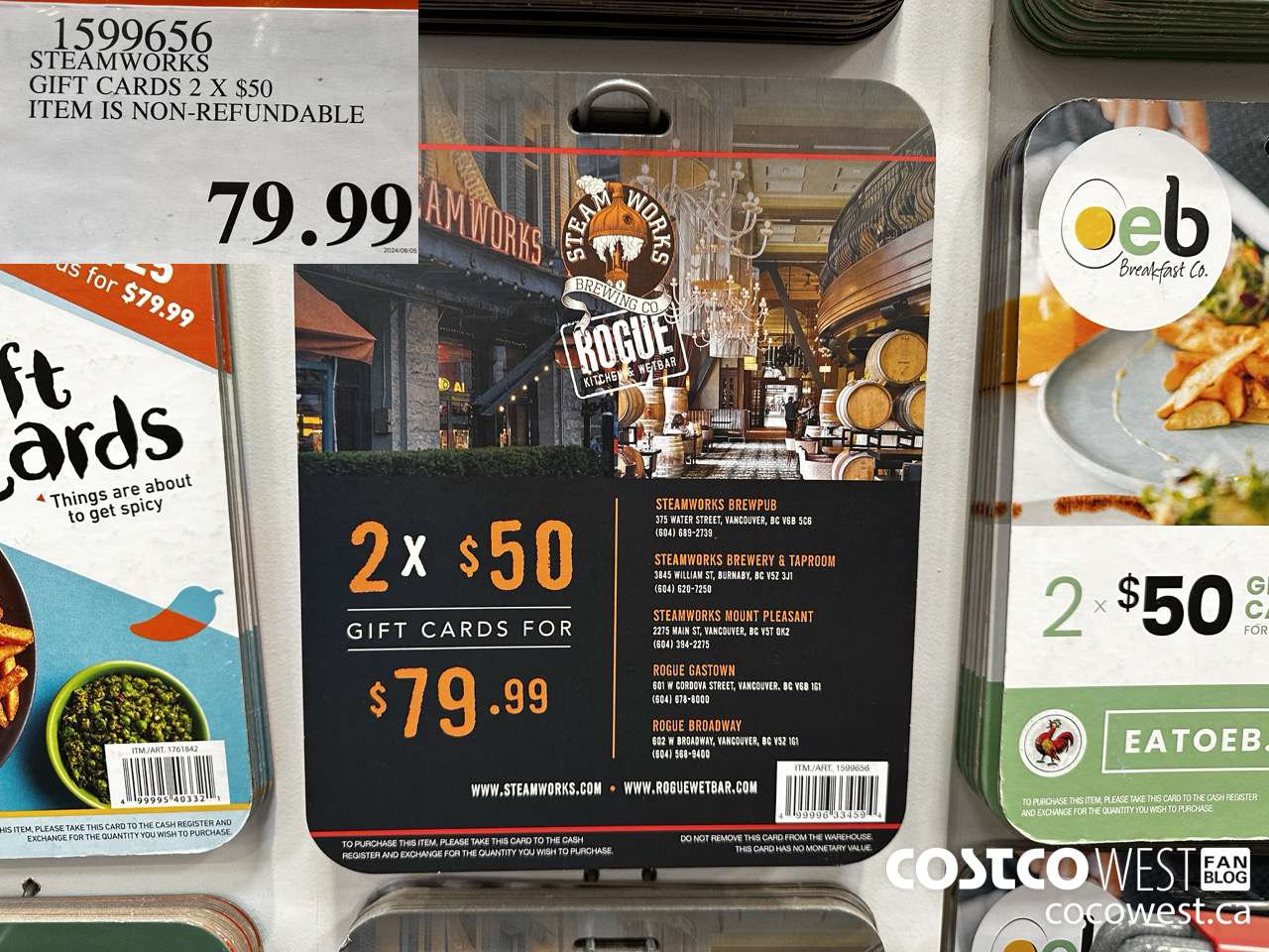 1599656 STEAMWORKS GIFT CARDS 2 x $50  $79.99