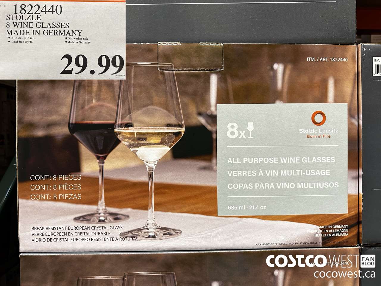 1822440 STOLZLE 8 WINE GLASSES MADE IN GERMANY $29.99