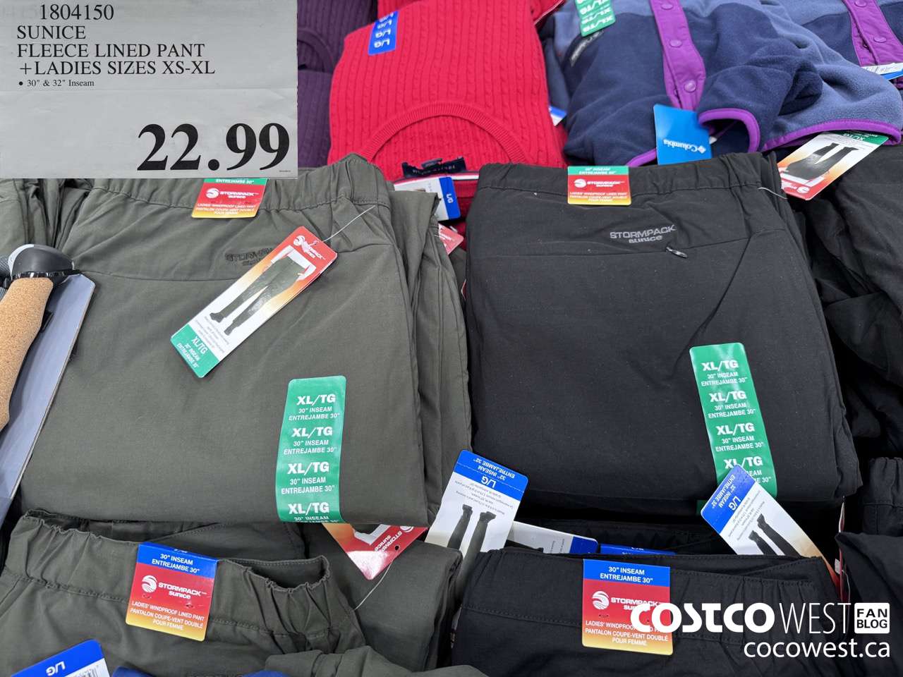 1804150 SUNICE FLEECE LINED PANT LADIES SIZES XS-XL $22.99