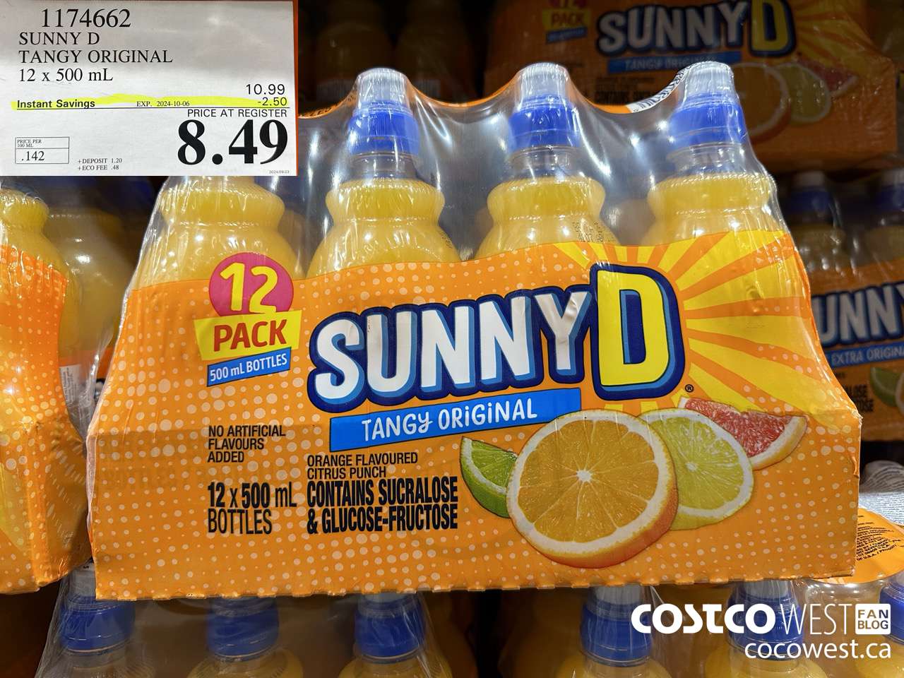 1174662 SUNNY D TANGY ORIGINAL 12 X 500ML ($2.50 INSTANT SAVINGS EXPIRES ON 2024-10-06) $8.49