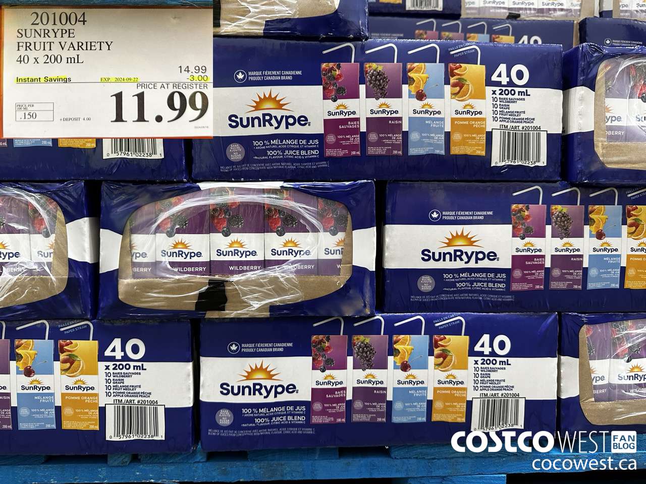 201004 SUNRYPE FRUIT VARIETY 40 X 200 ML ($3.00 INSTANT SAVINGS EXPIRES ON 2024-09-22) $11.99