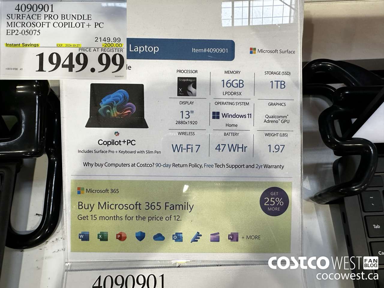 4090901 SURFACE PRO BUNDLE MICROSOFT COPILOT + PC EP2-05075 ($200.00 INSTANT SAVINGS EXPIRES ON 2024-10-27) $1949.99