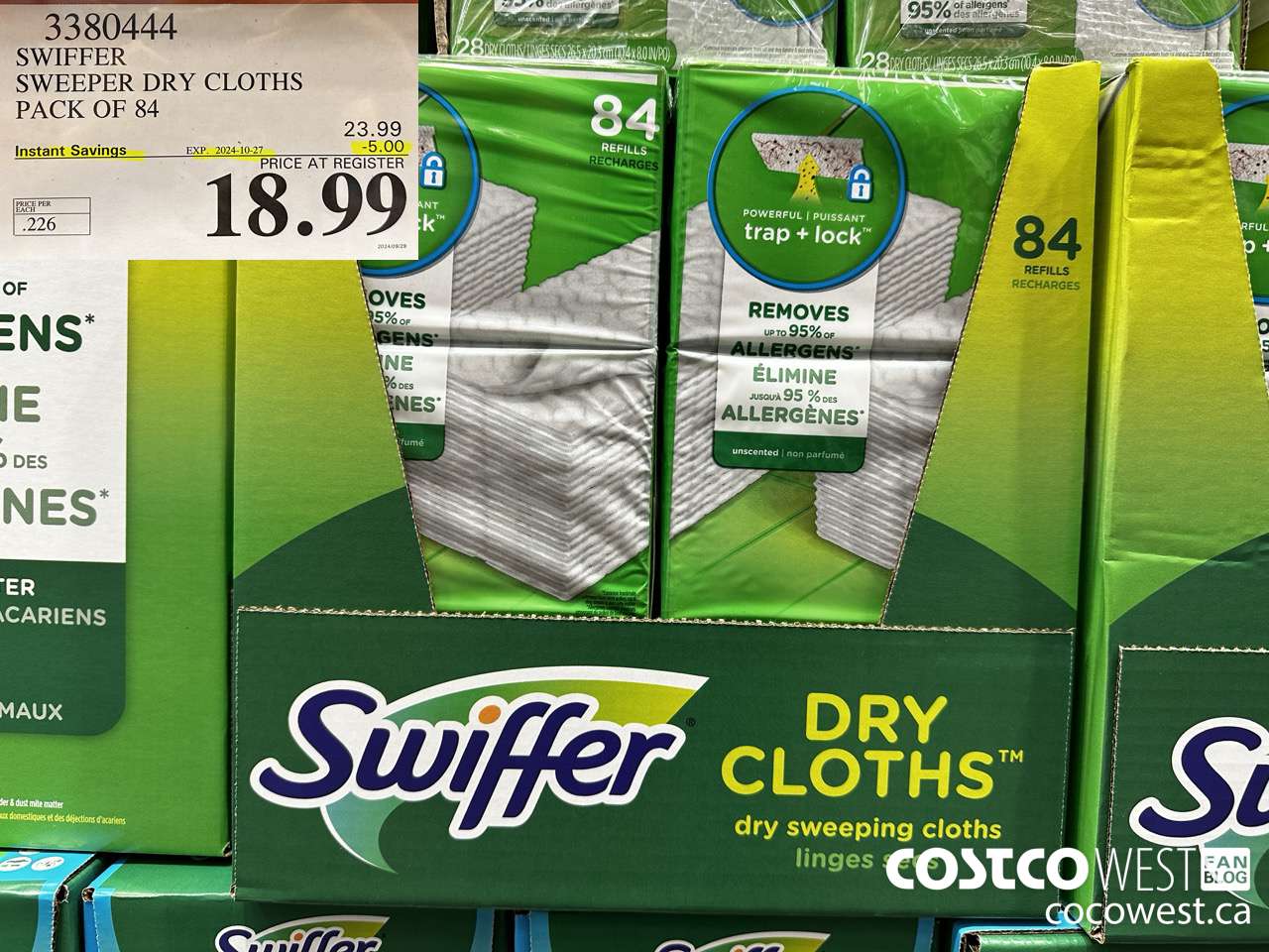 3380444 SWIFFER SWEEPER DRY CLOTHS PACK OF 84 ($5.00 INSTANT SAVINGS EXPIRES ON 2024-10-27) $18.99