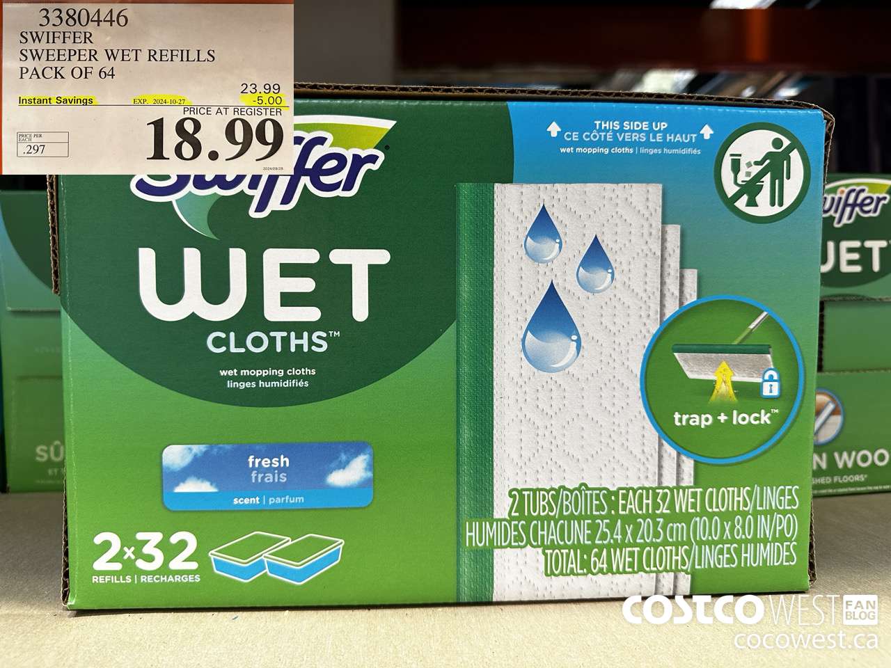 3380446 SWIFFER SWEEPER WET REFILLS PACK OF 64 ($5.00 INSTANT SAVINGS EXPIRES ON 2024-10-27) $18.99