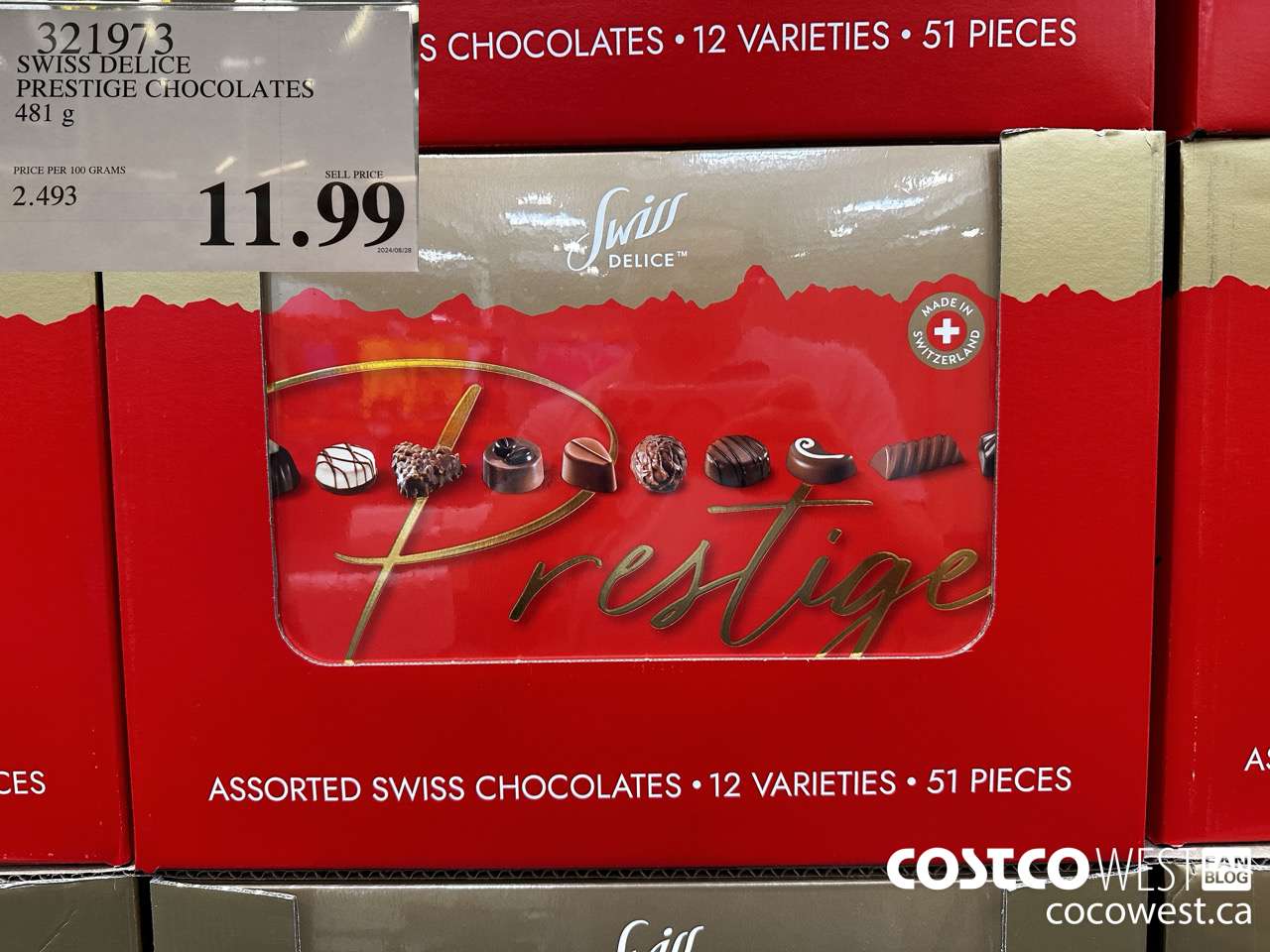 321973 SWISS DELICE PRESTIGE CHOCOLATES 481 G $11.99