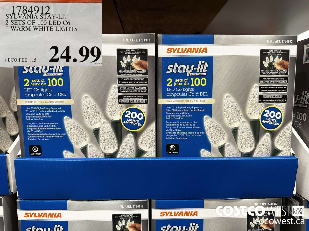 1784912 SYLVANIA STAY-LIT 2 SETS OF 100 LED C6 WARM WHITE LIGHTS $24.99