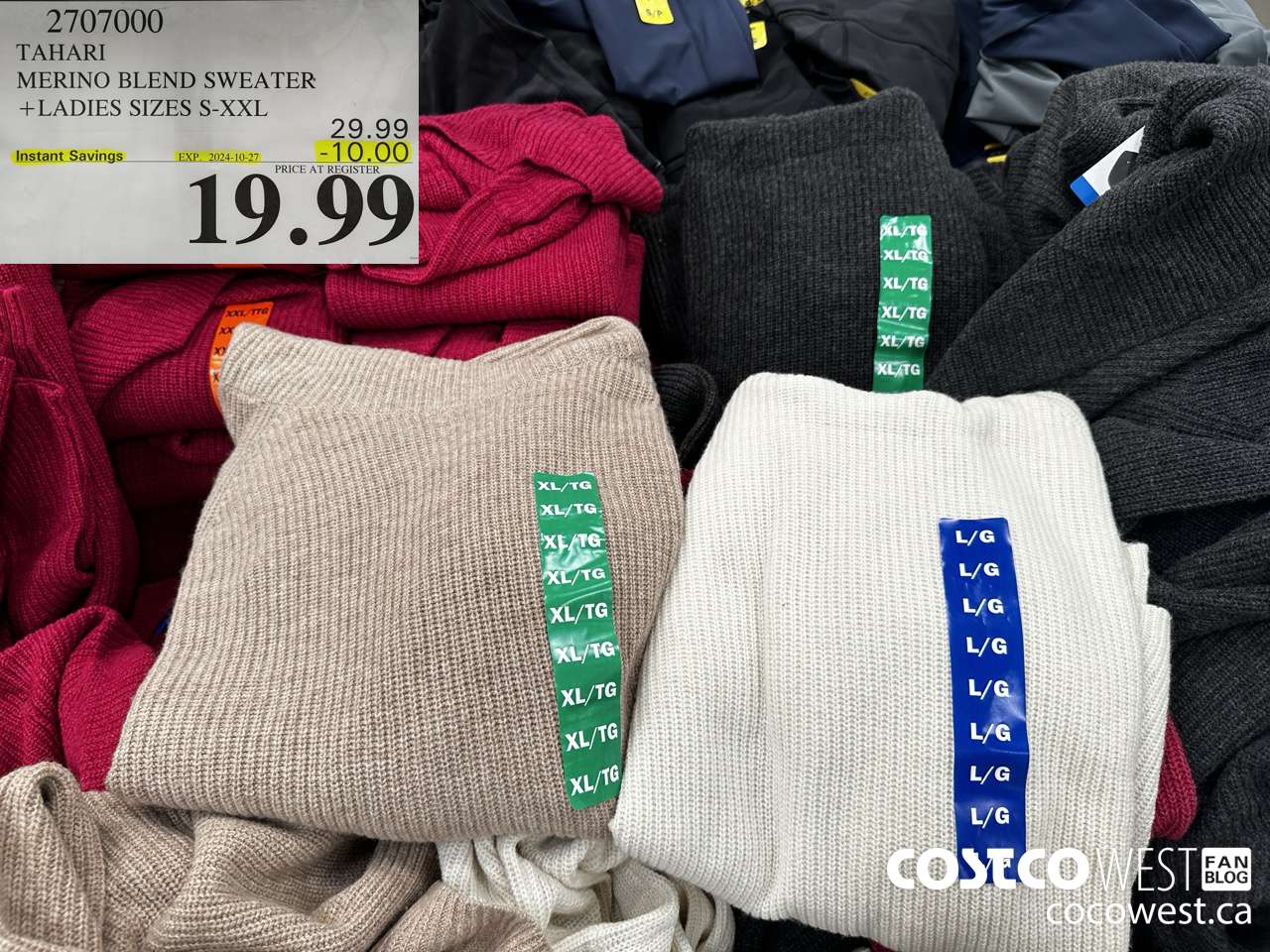 2707000 TAHARI MERINO BLEND SWEATER LADIES SIZES S-XXL ($10.00 INSTANT SAVINGS EXPIRES ON 2024-10-27) $19.99