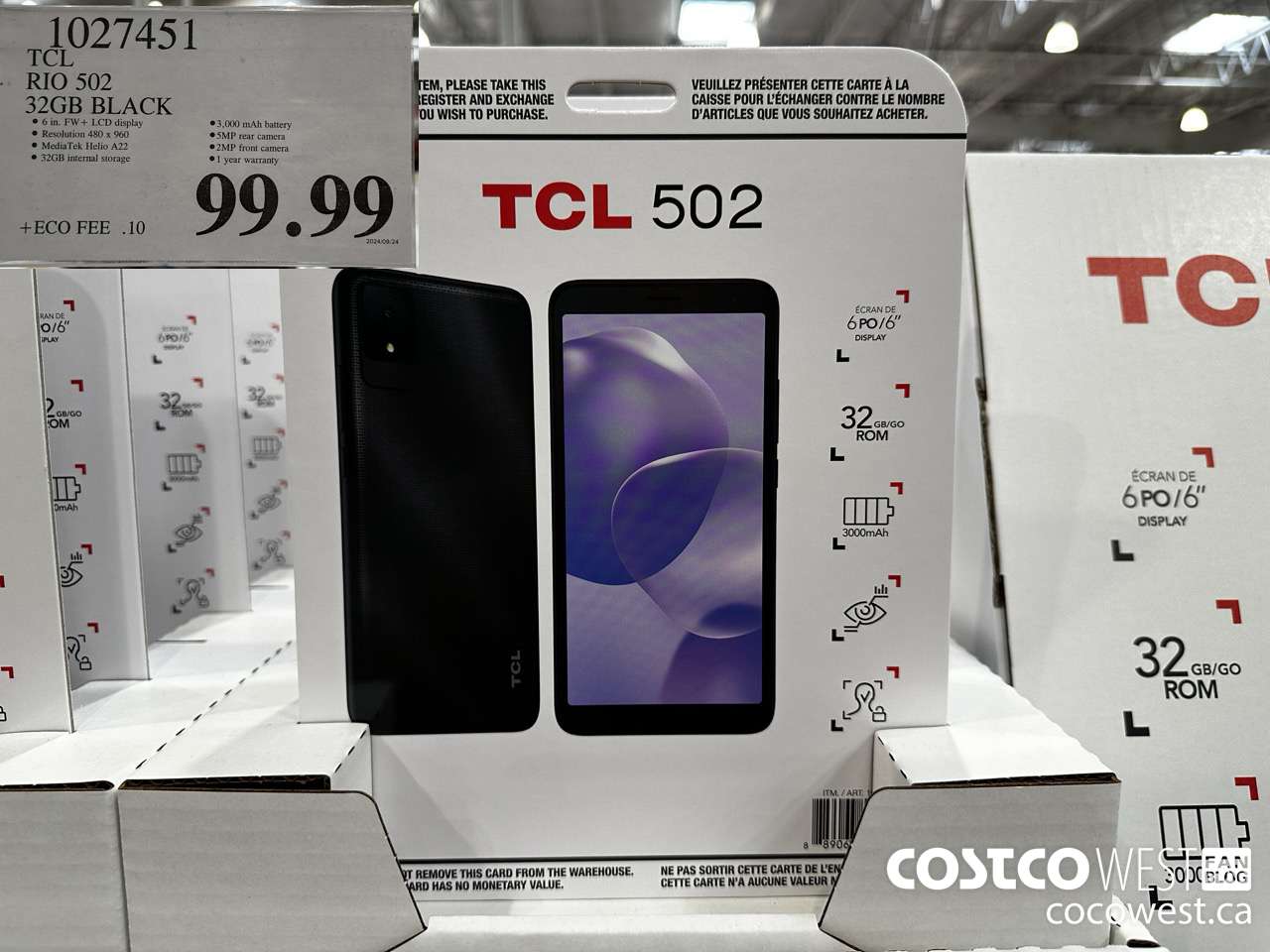 1027451 TCL RIO 502 32GB BLACK $99.99