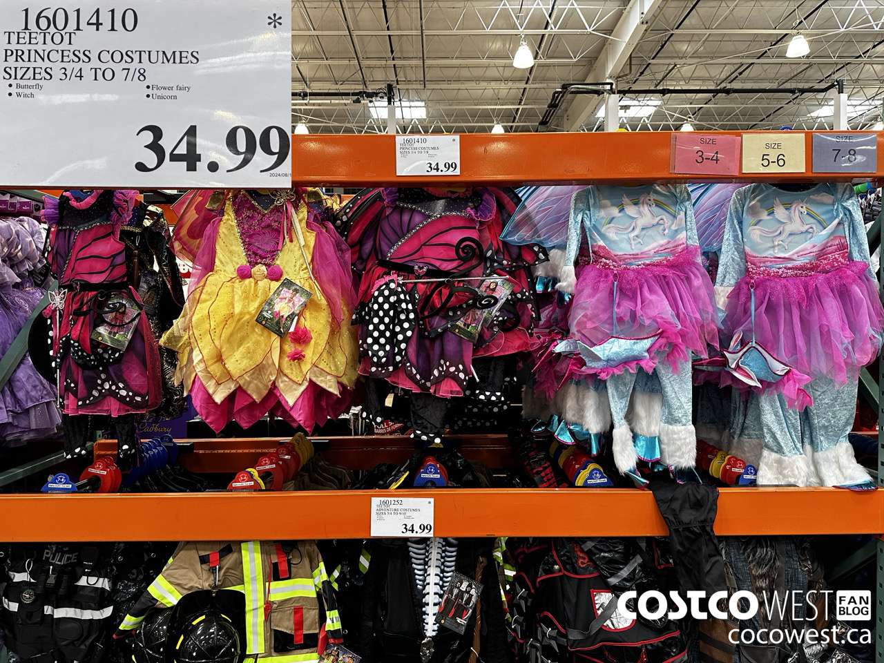 1601410 TEETOT PRINCESS COSTUMES SIZES 3/4 TO 7/8 $34.99