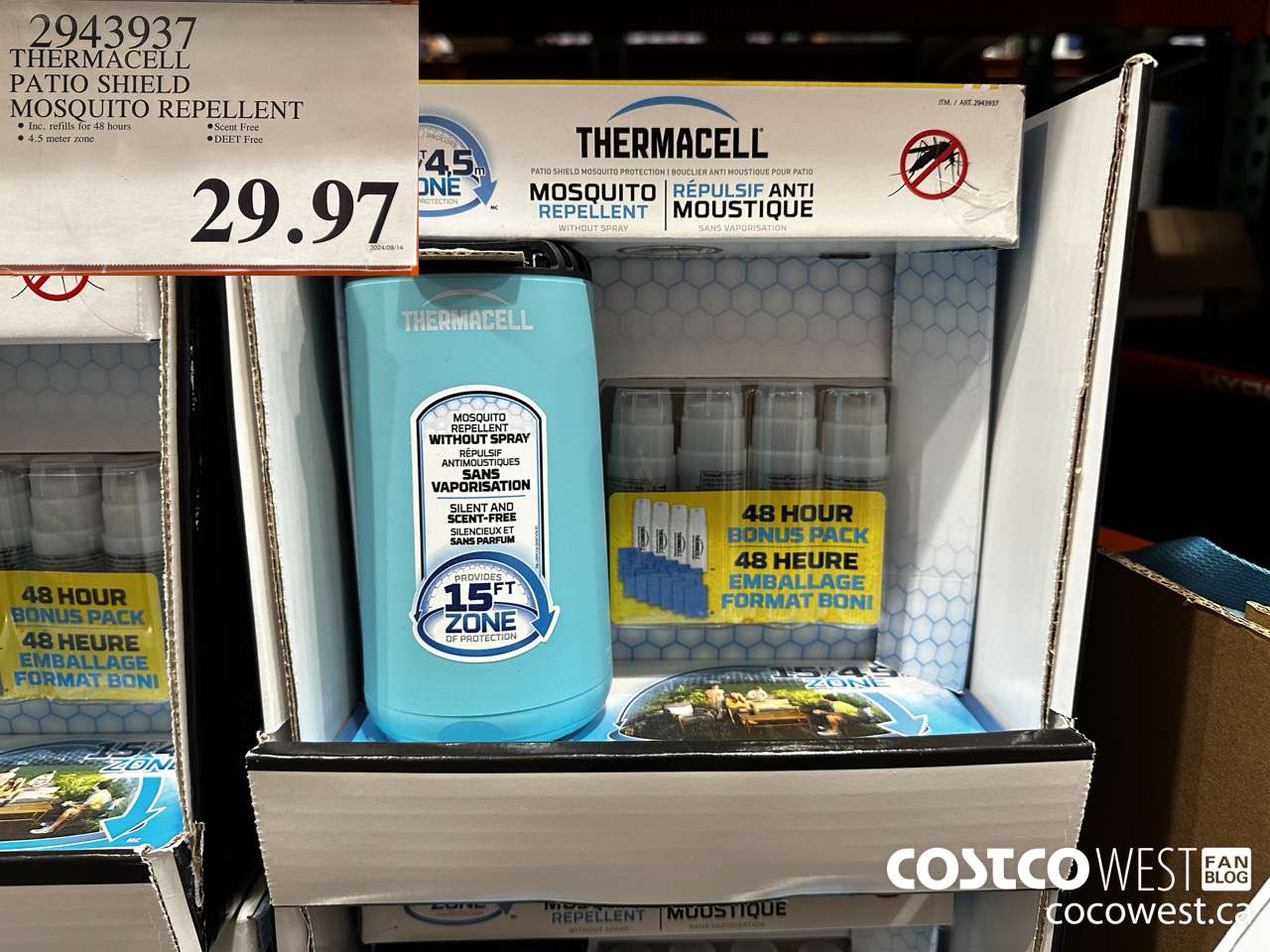 2943937 THERMACELL PATIO SHIELD MOSQUITO REPELLENT $29.97