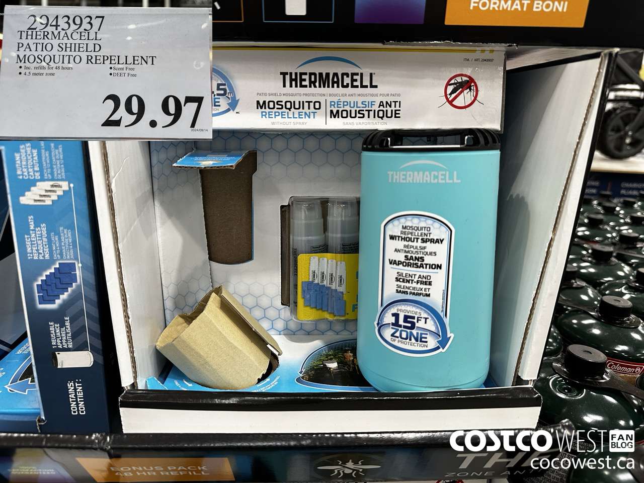 2943937 THERMACELL PATIO SHIELD MOSQUITO REPELLENT $29.97