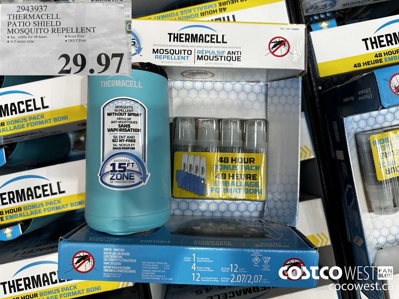 2943937 THERMACELL PATIO SHIELD MOSQUITO REPELLENT $29.97