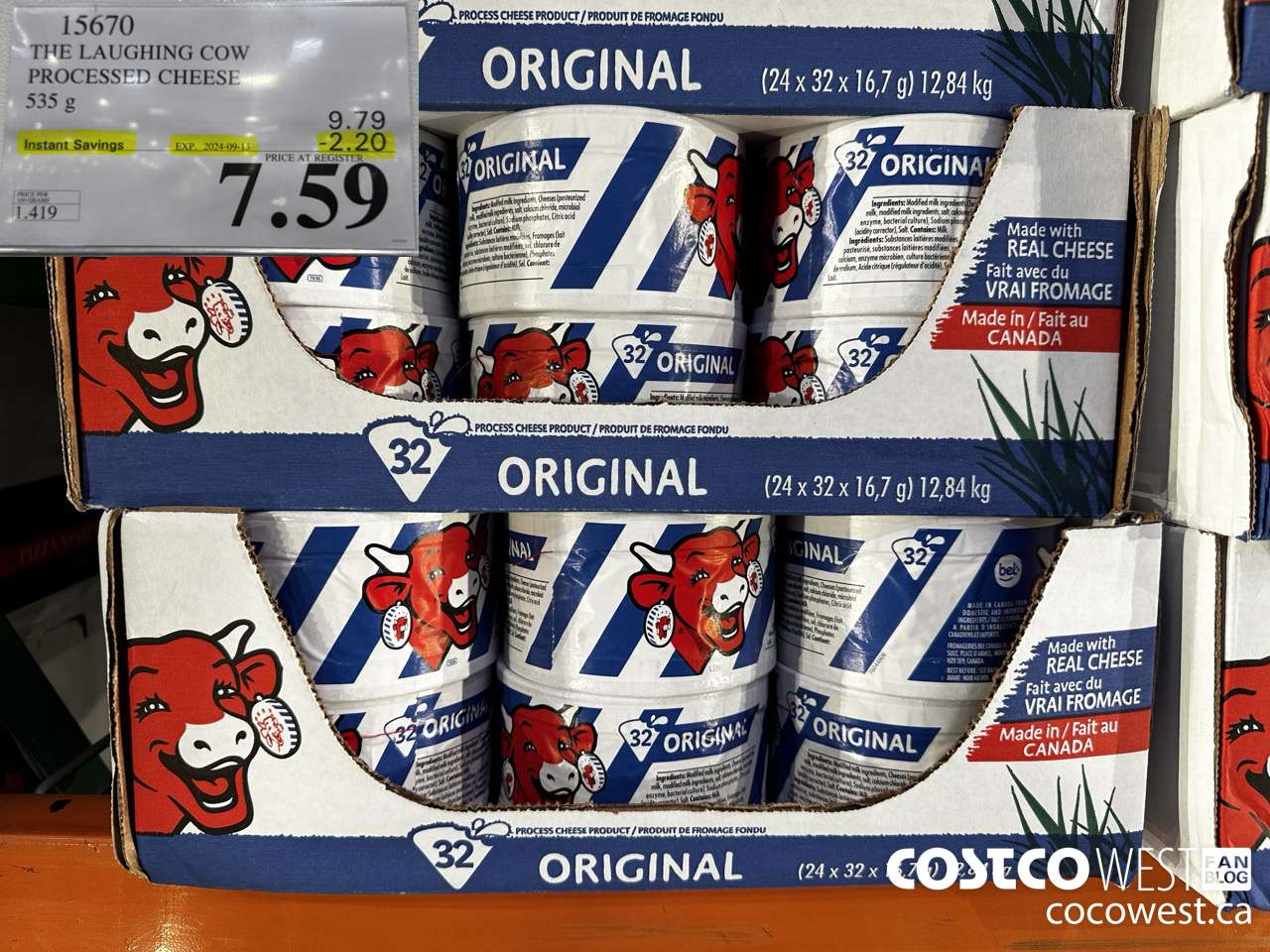 15670 THE LAUGHING COW PROCESSED CHEESE 535 g ($2.20 INSTANT SAVINGS EXPIRES ON 2024-09-15) $7.59