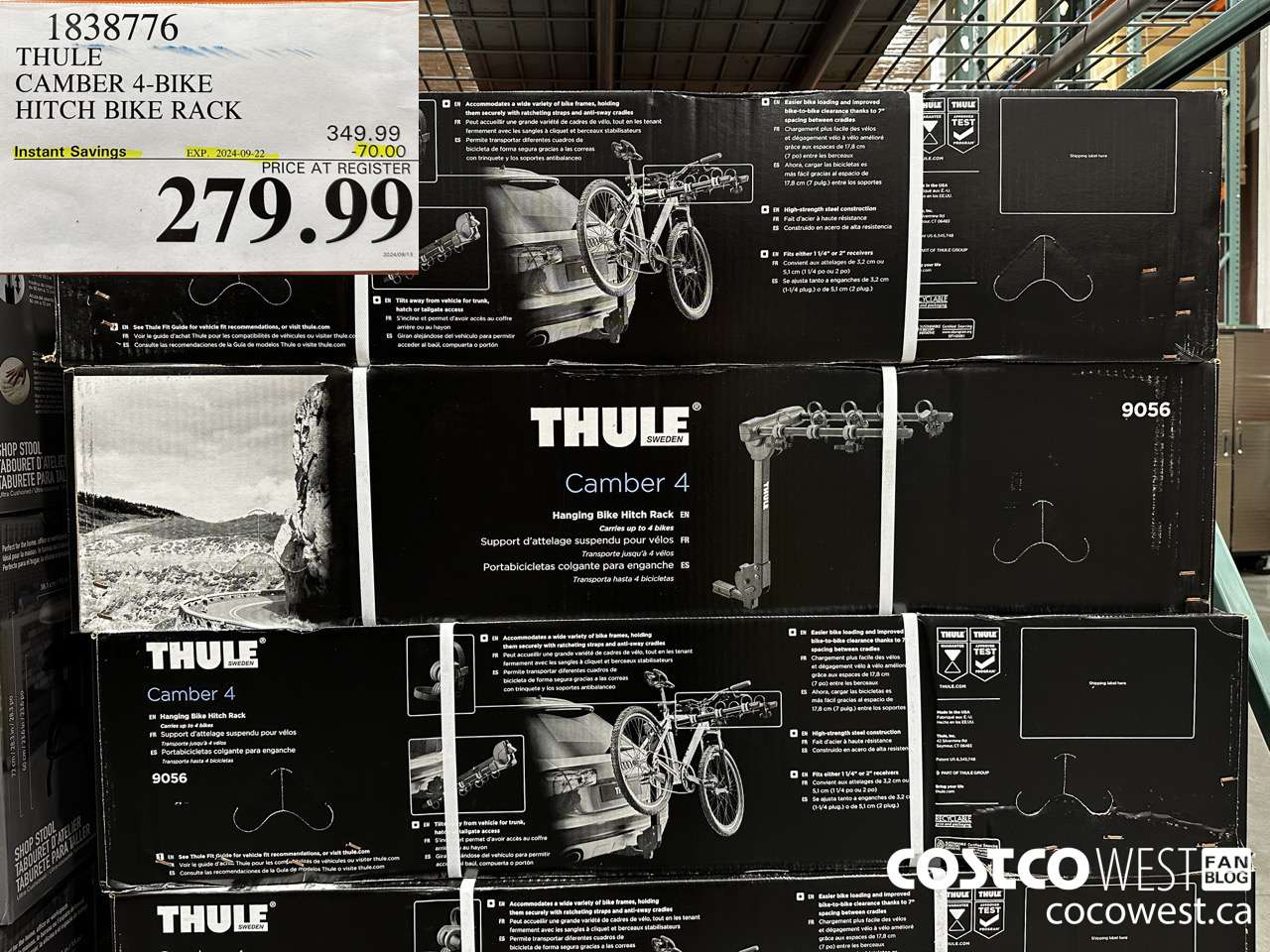 1838776 THULE CAMBER 4-BIKE HITCH BIKE RACK ($70.00 INSTANT SAVINGS EXPIRES ON 2024-09-22) $279.99