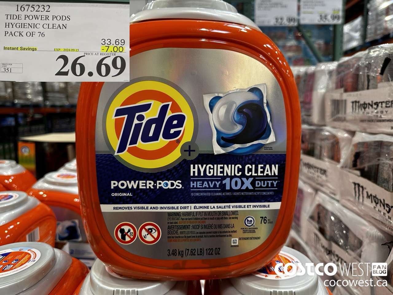 1675232 TIDE POWER PODS HYGIENIC CLEAN PACK OF 76 ($7.00 INSTANT SAVINGS EXPIRES ON 2024-09-15) $26.69