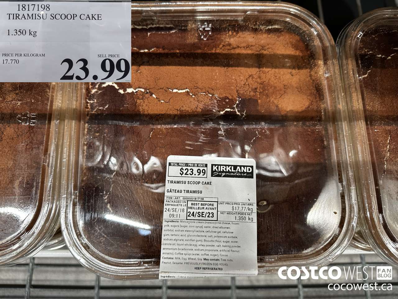 1817198 TIRAMISU SCOOP CAKE 1.350KG $23.99