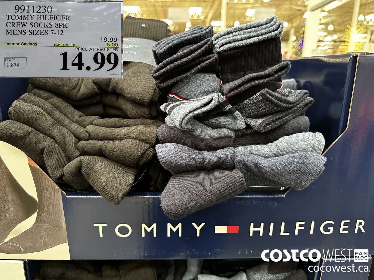9911230 TOMMY HILFIGER CREW SOCKS 8PK MENS SIZES 7-12  ($5.00 INSTANT SAVINGS EXPIRES ON 2024-10-06) $14.99