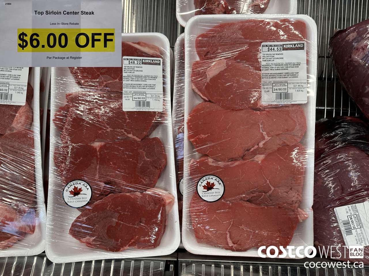 21854 TOP SIRLOIN CAP CENTER STEAK ($6.00 INSTANT SAVINGS)