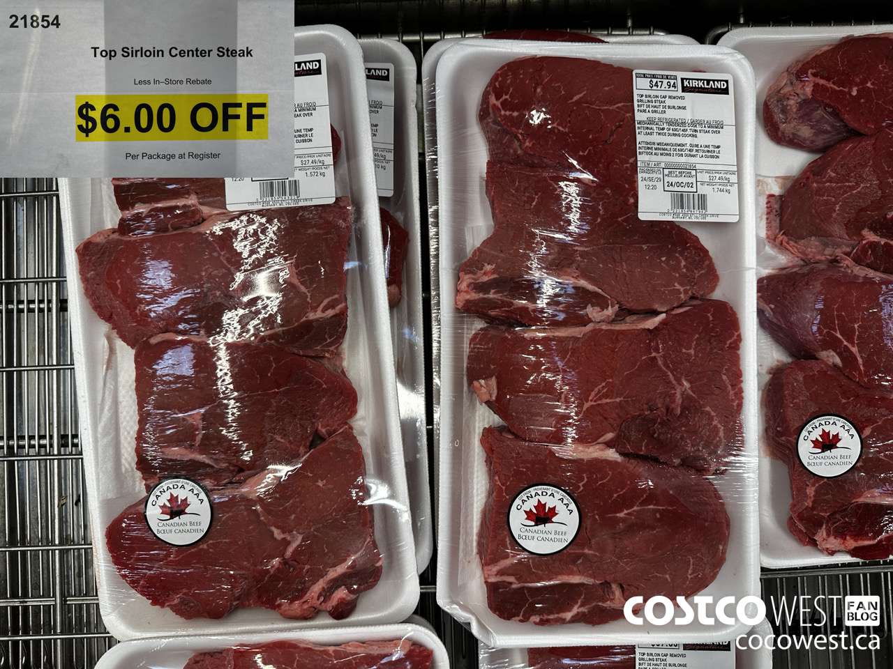 21854 TOP SIRLOIN CAP CENTER STEAK ($6.00 INSTANT SAVINGS)