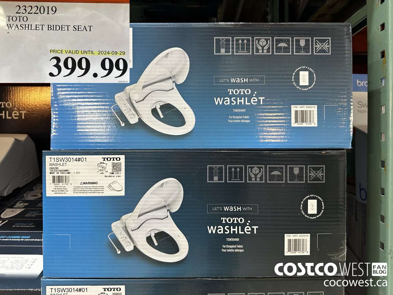 2322019 TOTO WASHLET BIDET SEAT (EXPIRES ON 2024-09-29) $399.99