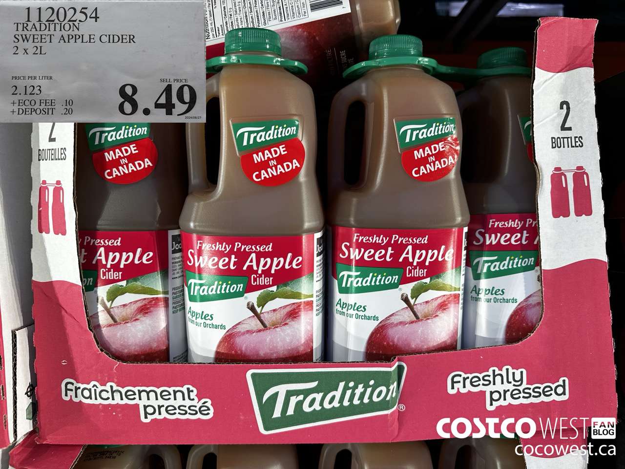 1120254 TRADITION SWEET APPLE CIDER 2 X 2L $8.49