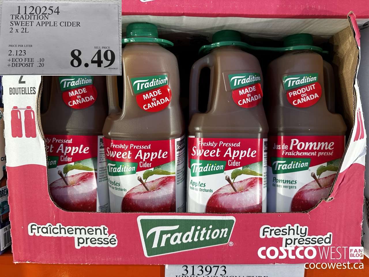 1120254 TRADITION SWEET APPLE CIDER 2 X 2L $8.49