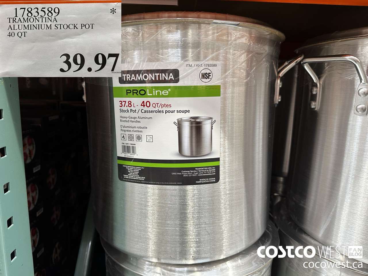 1783589 TRAMONTINA ALUMINIUM STOCK POT 40 QT $39.97