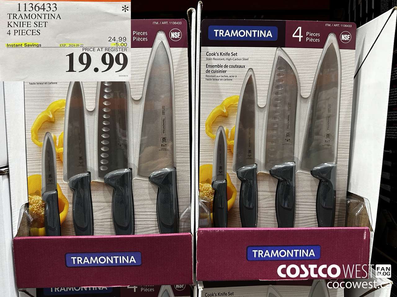 1136433 TRAMONTINA KNIFE SET 4 PIECES ($5.00 INSTANT SAVINGS EXPIRES ON 2024-09-22) $19.99