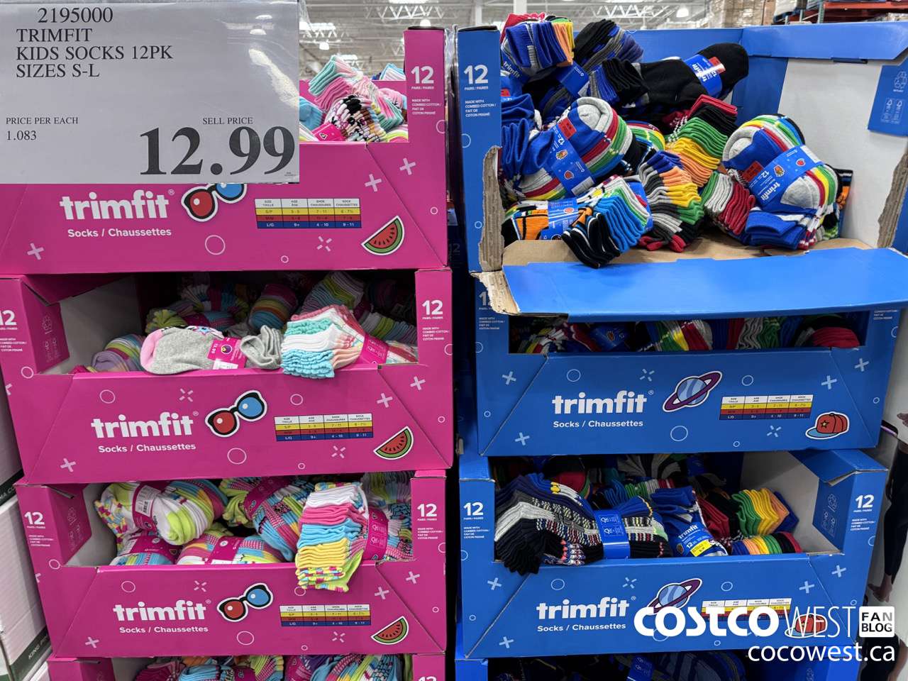 2195000 TRIMFIT KIDS SOCKS 12PK SIZE S-L $12.99