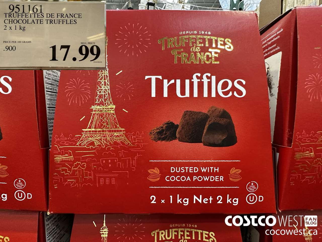 951161 TRUFFETTES DE FRANCE CHOCOLATE TRUFFLES 2 x 1kg $17.99