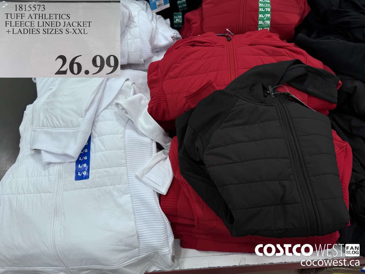 1815573 TUFF ATHLETICS FLEECE LINED JACKET LADIES SIZES S-XXL $26.99