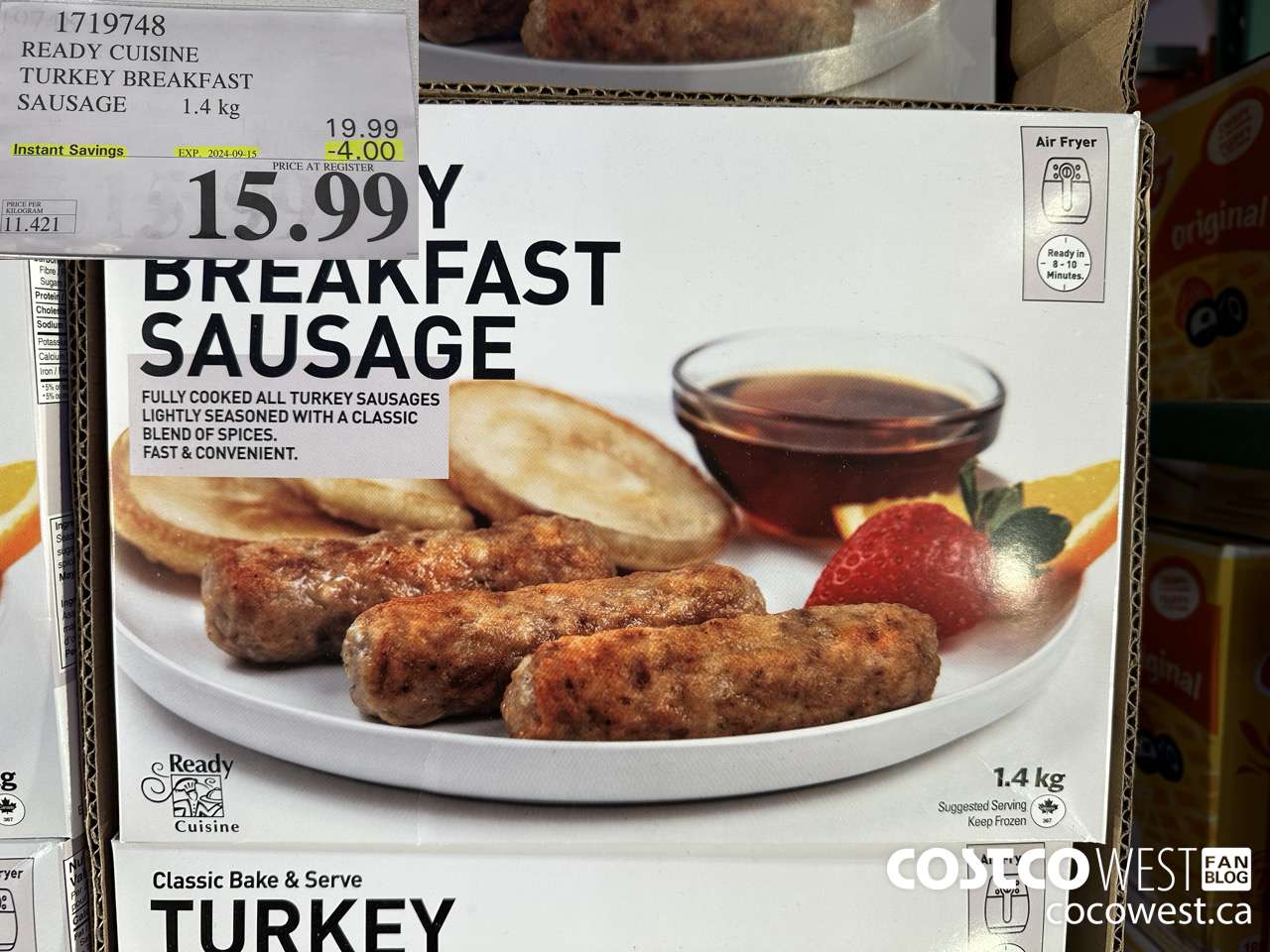 1719748 TURKEY BREAKFAST SAUSAGE 1.4 kg ($4.00 INSTANT SAVINGS EXPIRES ON 2024-09-15) $15.99