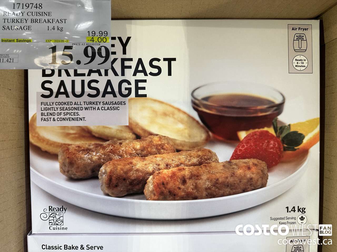 1719748 TURKEY BREAKFAST SAUSAGE 1.4 kg ($4.00 INSTANT SAVINGS EXPIRES ON 2024-09-15) $15.99